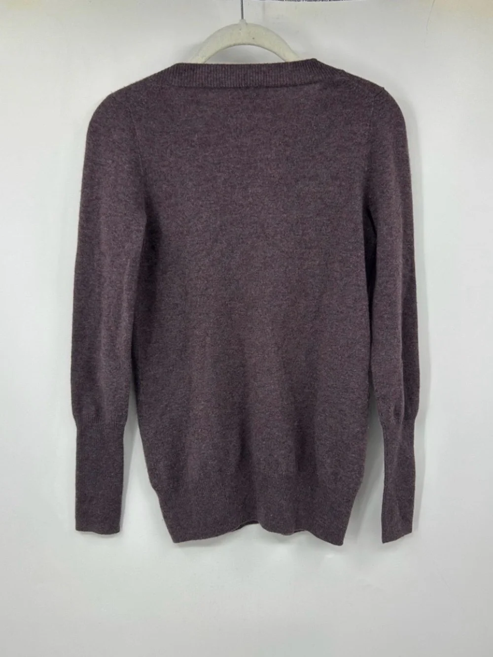 J Crew V Neck Cashmere Dark Plum Sweater Size XS